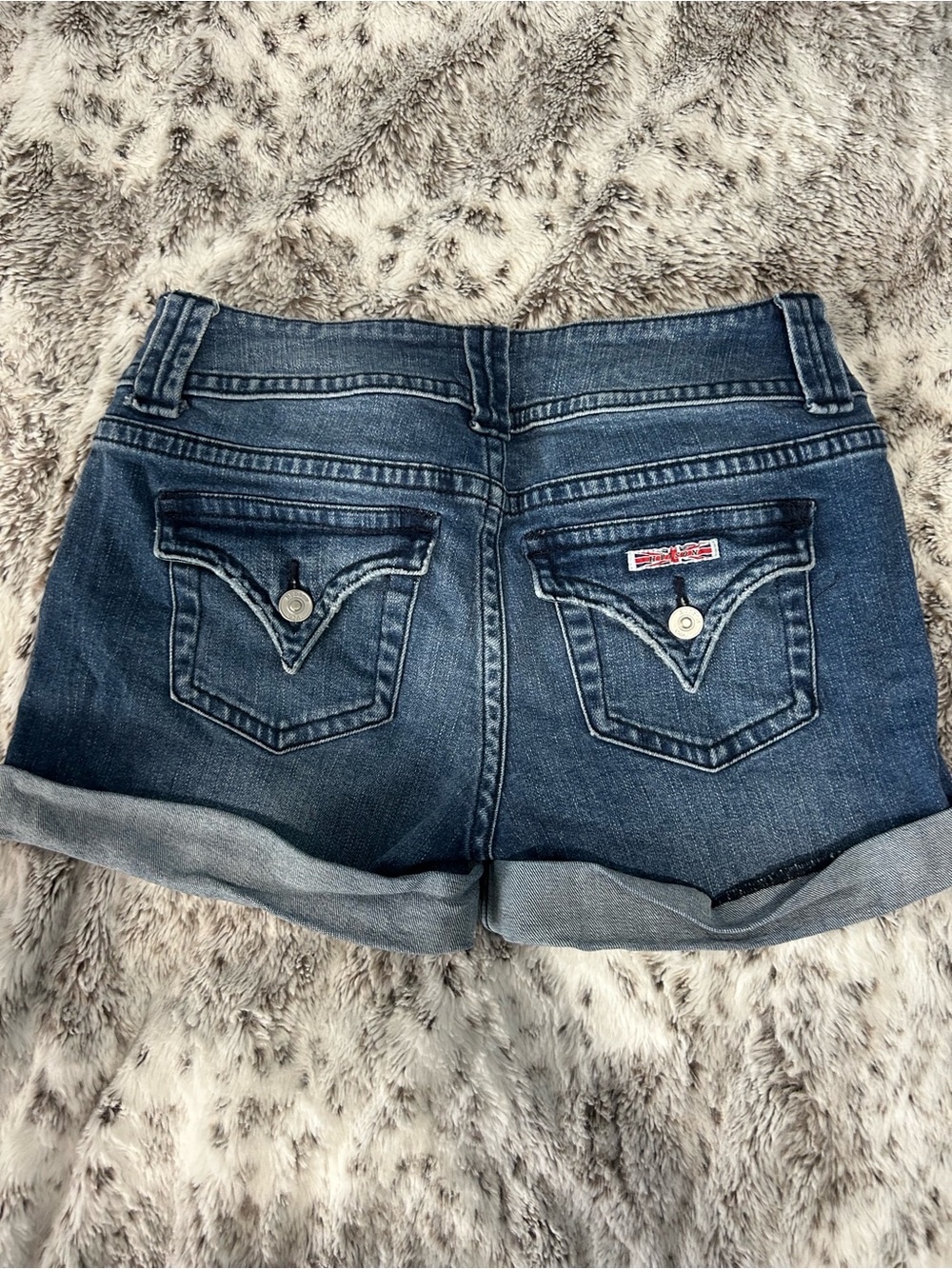 Hudson Jeans Dark Blue Roll-Cuff Denim Shorts